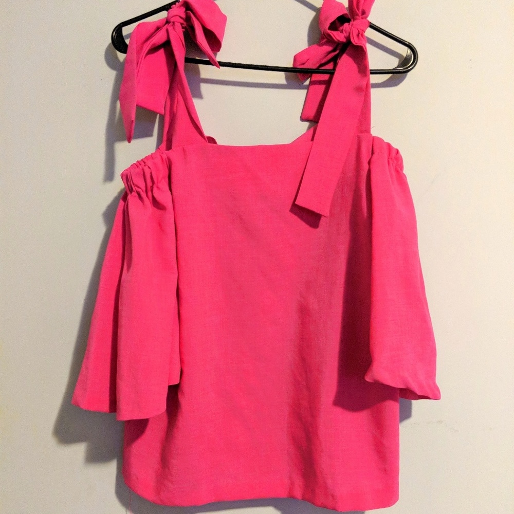 Storets Hot pink off the shoulder top